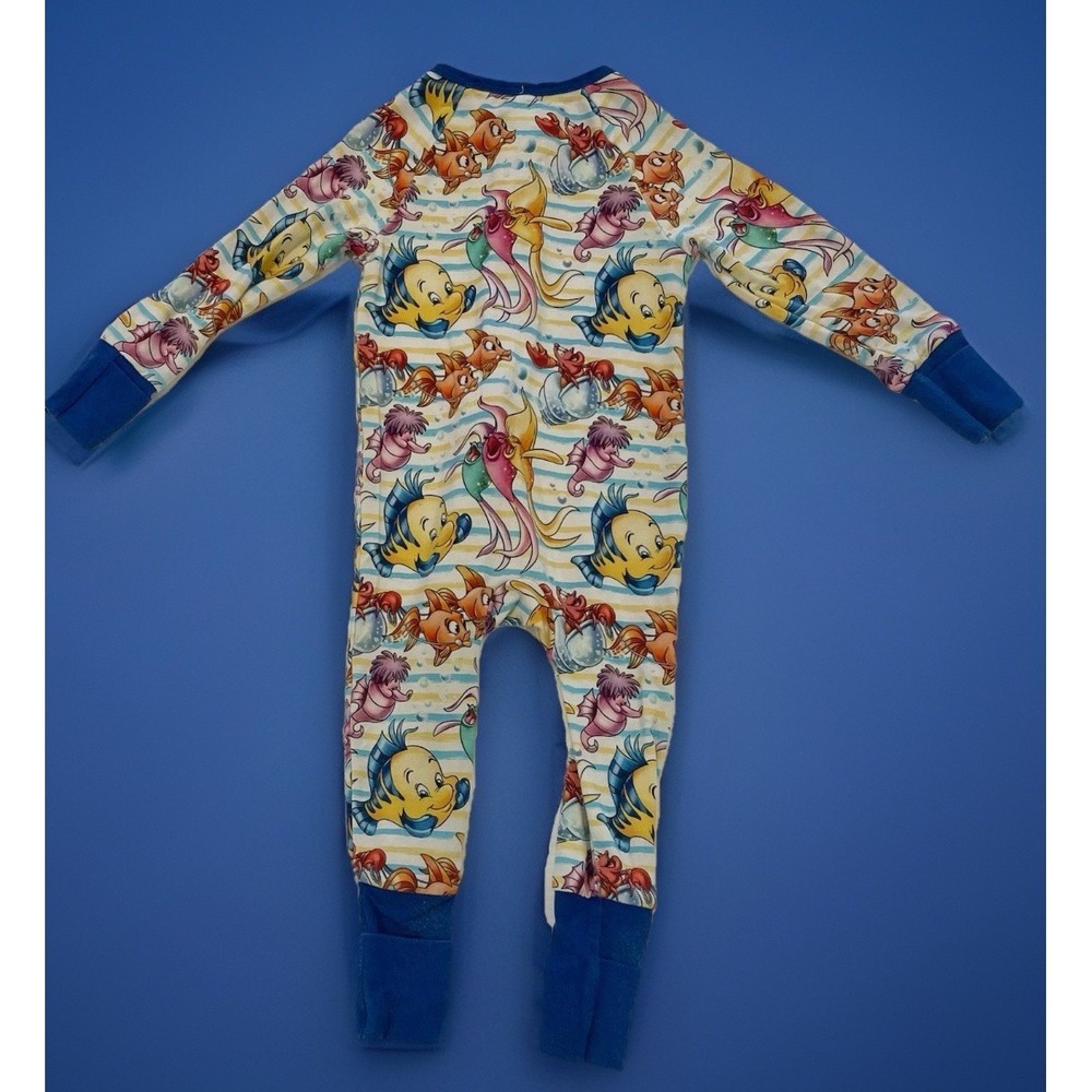 Little Mermaid Disney And Me Bamboo Zipper Pajamas 3-6 Months Under The Sea - Picture 3 of 7